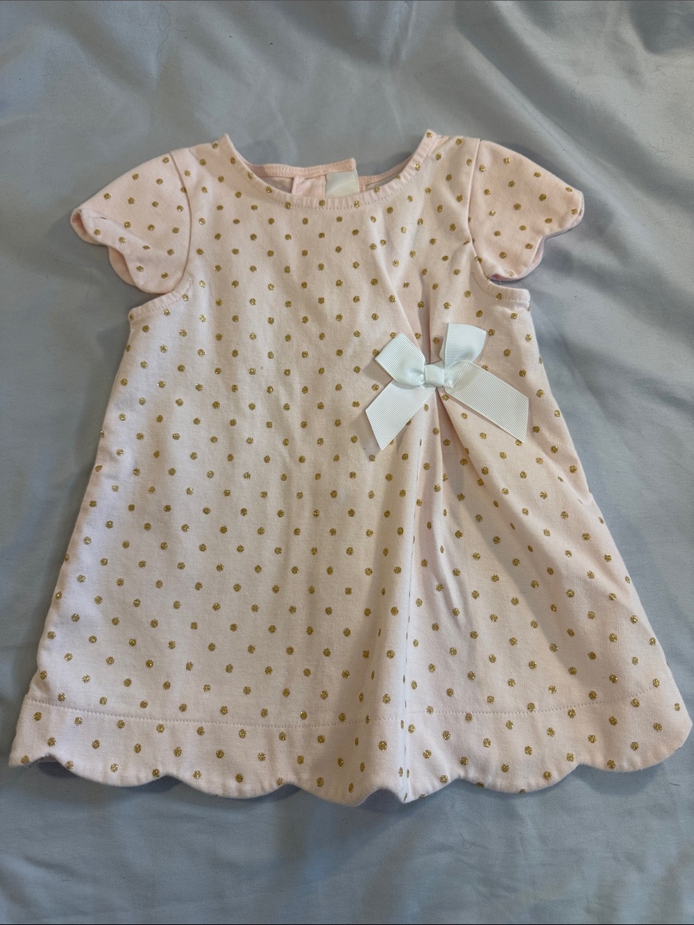 Tahari NWOT Pink Dress with Gold Dots and White Bow